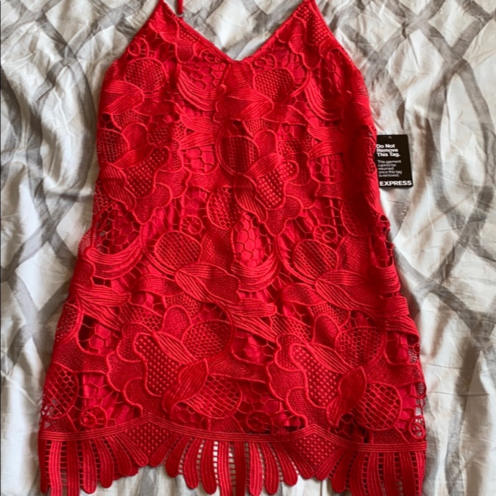 Express Red lace mini dress